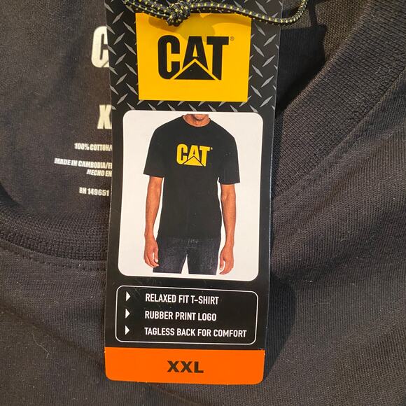 XXL Cat Caterpillar Heavy Dozer Machinery Equipment Logo Tee Shirt Black Yellow - Picture 4 of 5